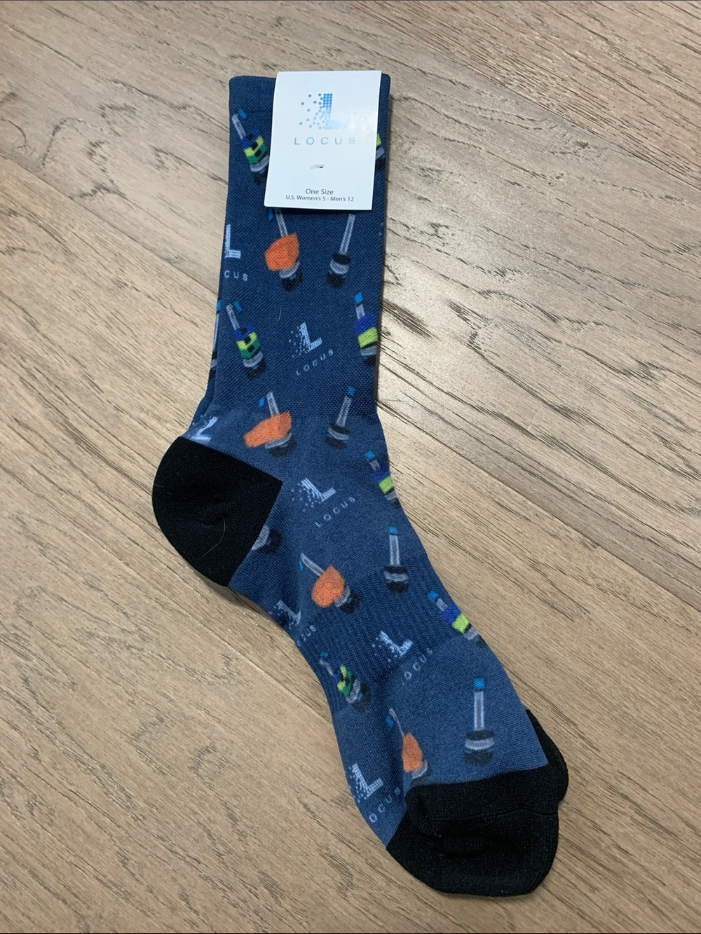 Men's Navy Crew Socks with Tool Print